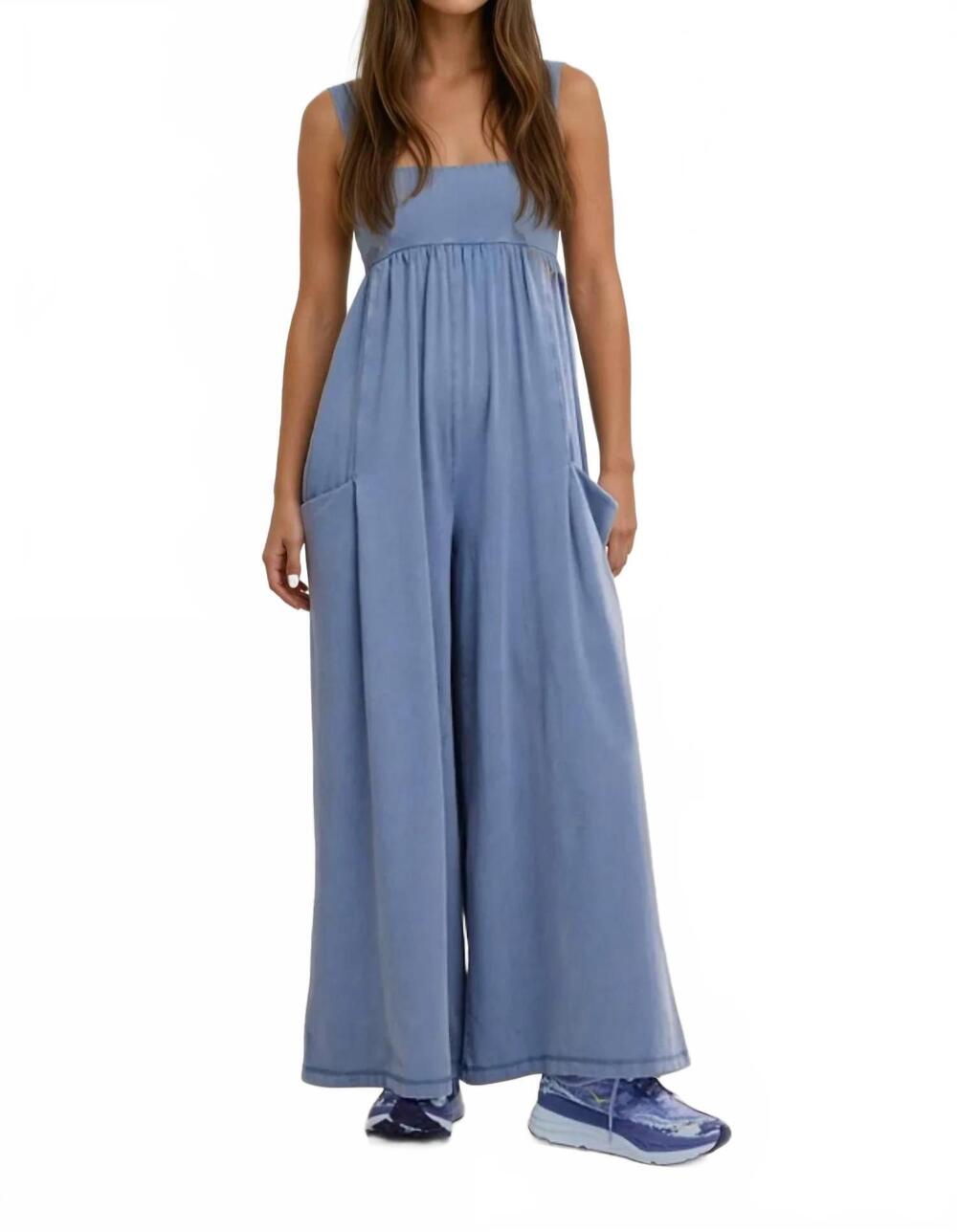 FP Movement by Free People Dusty Blue Wide-Leg Jumpsuit